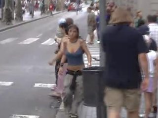 Marvellous adolescent With Big Tits Walking On Street