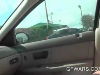 Innocent blonde blows massive peter in a car