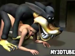 Swell 3D Cartoon Brunette deity Gets Fucked By A Wolf