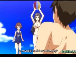 Swimsuit hentai babe oralsex and riding bigcock in the beach