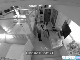Provocative and petite Alice Green gets caught by security cameras and fucked
